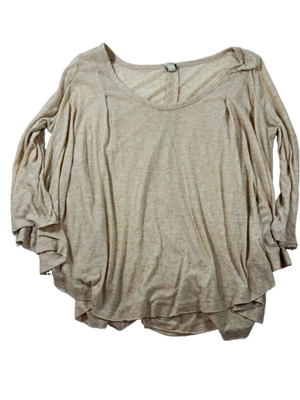 We The Free Women's Knit Blouse M Beige Long Sleeve Scoop Neck